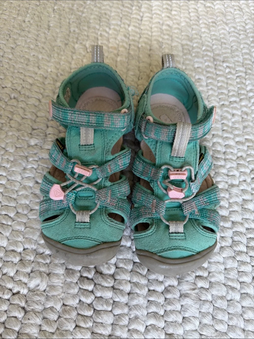 Keen Kids Teal Sandals with Pink Accents